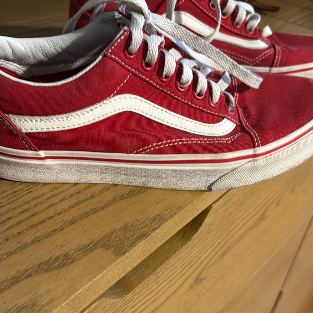 Vans- Red and White Sneakers - Picture 2 of 4